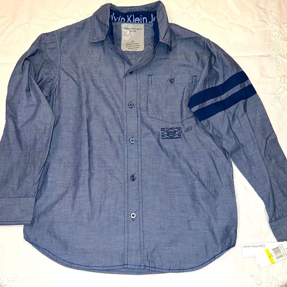 Calvin Klein Jeans denim colored boy’s Medium button down shirt